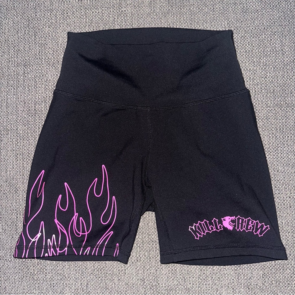 Kill Crew Pink Scrunch Flames Biker Shorts